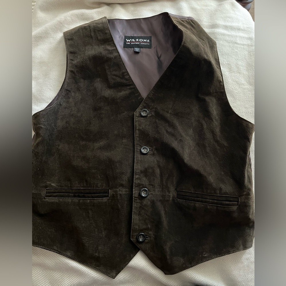 Wilson Men’s The Leather Experts Brown suede leather Vest SZ XL